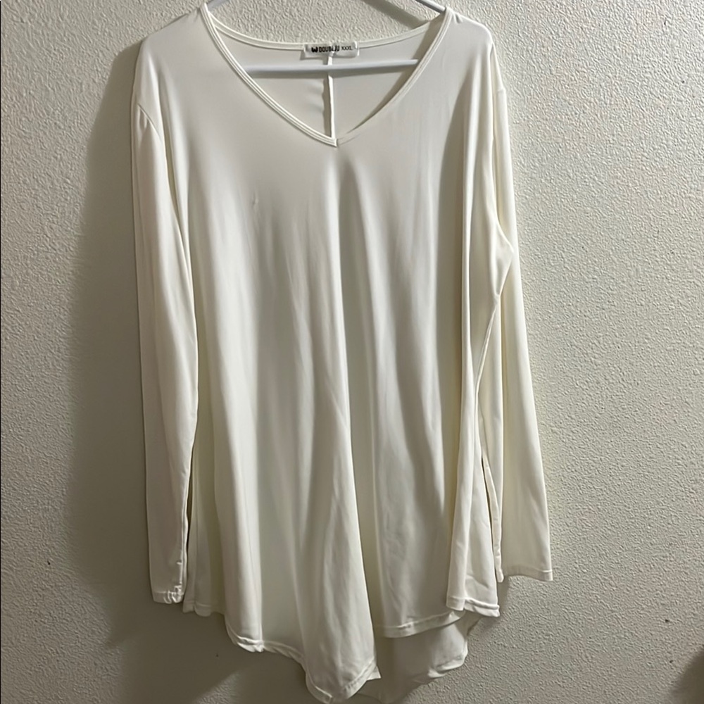 Cream Asymmetrical Long Sleeve Blouse XXXL